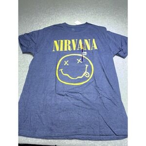Nirvana Smiley Face Rock n' Roll Retro SOFT Crewneck Music Tshirt Top Sz xL New